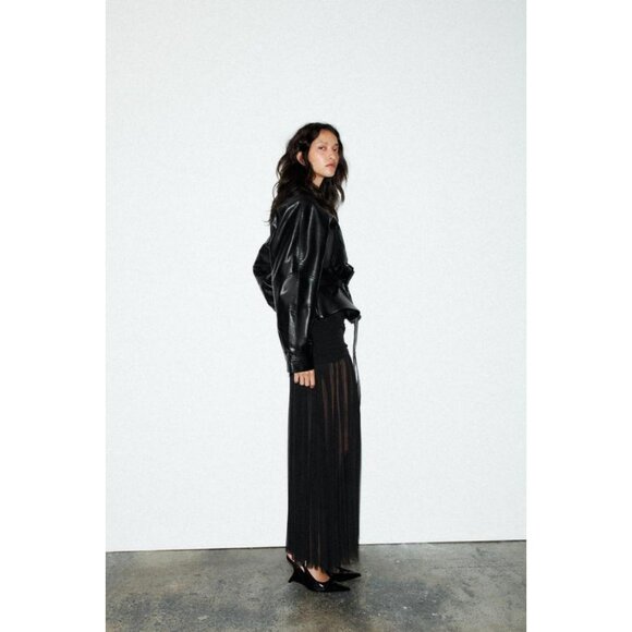 ZARA FAUX LEATHER PEPLUM JACKET - Picture 3 of 9